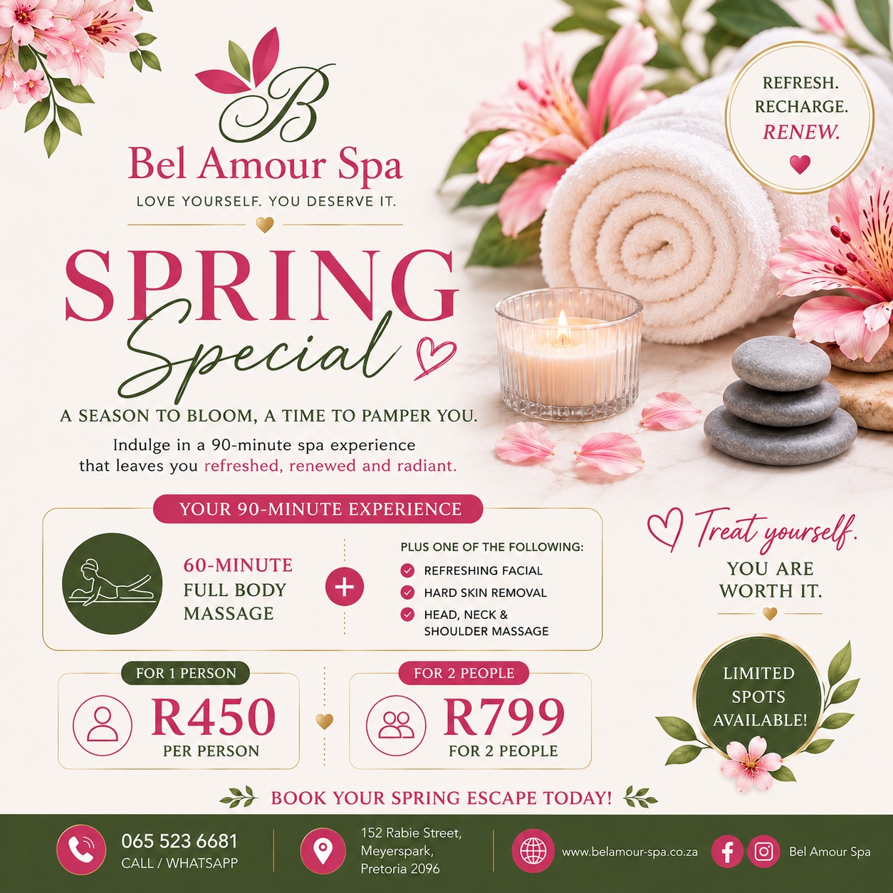 Bel Amour Spa Spring Special flyer